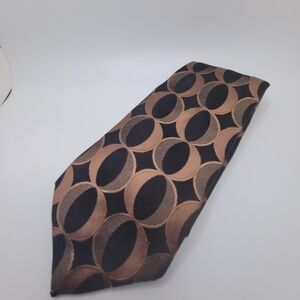 Murano Italia 100% Silk Brown Black Geometric Men's Tie